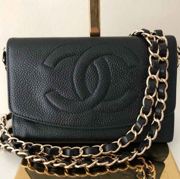 Chanel CC Black Caviar Leather wallet/crossbody-chain is optional, but included. - Picture 4 of 14